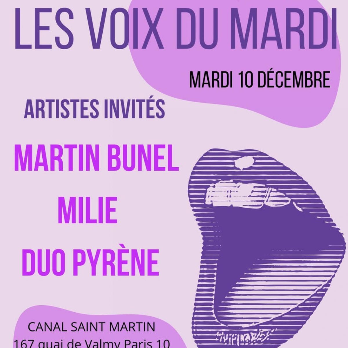 LES VOIX DU MARDI INVITENT MARTIN BUNEL * MILIE * DUO PYRENE AU BIZZ'ART PARIS