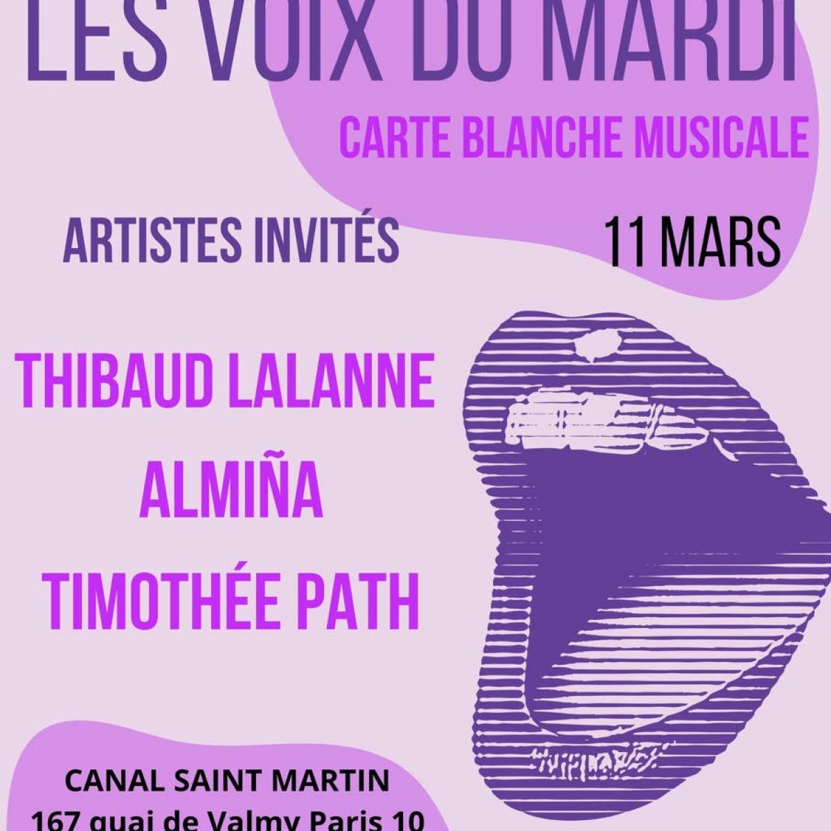 LES VOIX DU MARDI AU BIZZ'ART, avec Thibaud Lalanne, Almiña, Timothée Path